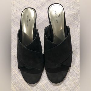 Worthington Birdie Black Suede Mule Slip-On Open Toe Heel